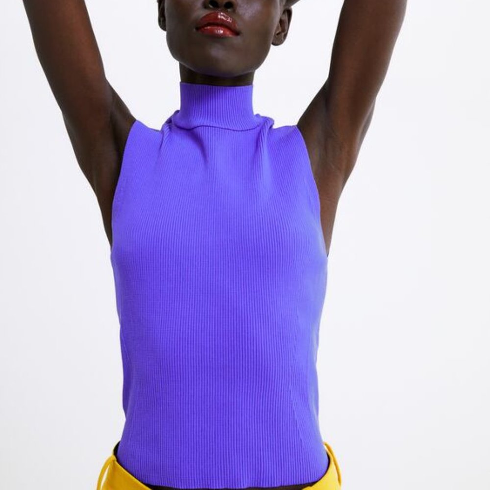 NWT ZARA purple high neck top